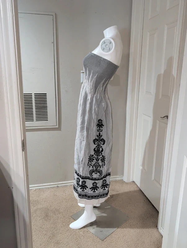 Lightweight Lapis Strapless Cocktail Maxi Dress O/S