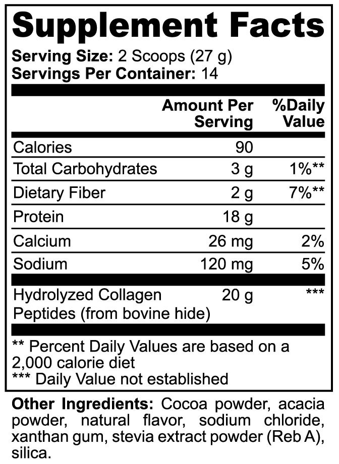 Grass-Fed Collagen Peptides Powder (Chocolate), 13.3 oz.