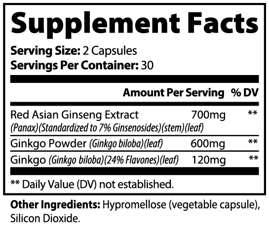 Ginkgo Biloba + Ginseng, 60 ct.