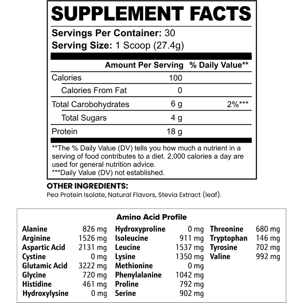 Vanilla Vegan Pea Protein Isolate Powder, 2.09 lbs