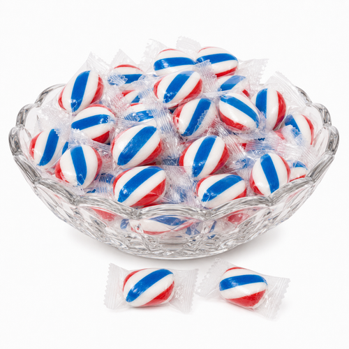 Atkinson's Red, White & Blue Mint Twist Candy – Individually Wrapped – Bulk Value Bag