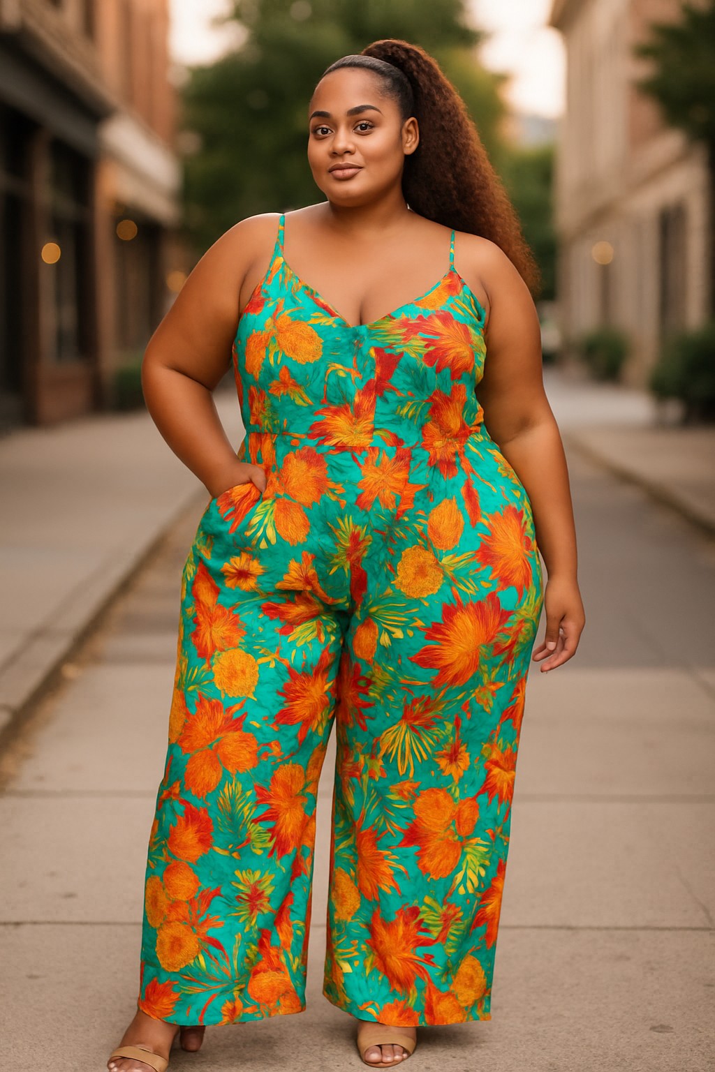 The Jenna Multi Print Jumpsuit - Plus Size