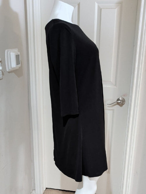 C Est. 1946 Black Scoop Neck A-Line Dress with Button Detail- Women's Medium