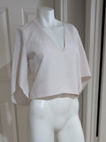 Mare Pale Pink Tailored V-Neck Flutter Sleeve Top Women's Small