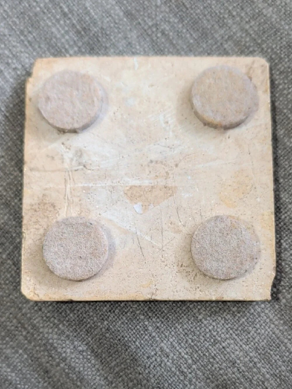 Vintage-Inspired Beige and Black Geometric Home Art Stone Coaster - Handcrafted