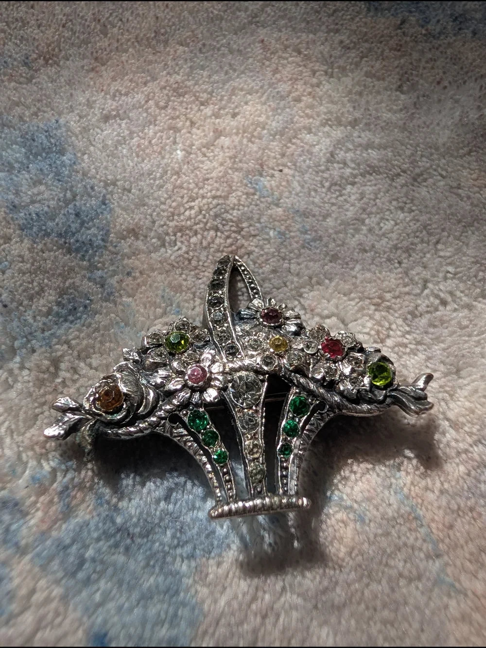 Vintage Edwardian Silver Coloured Paste Giardinetti Brooch