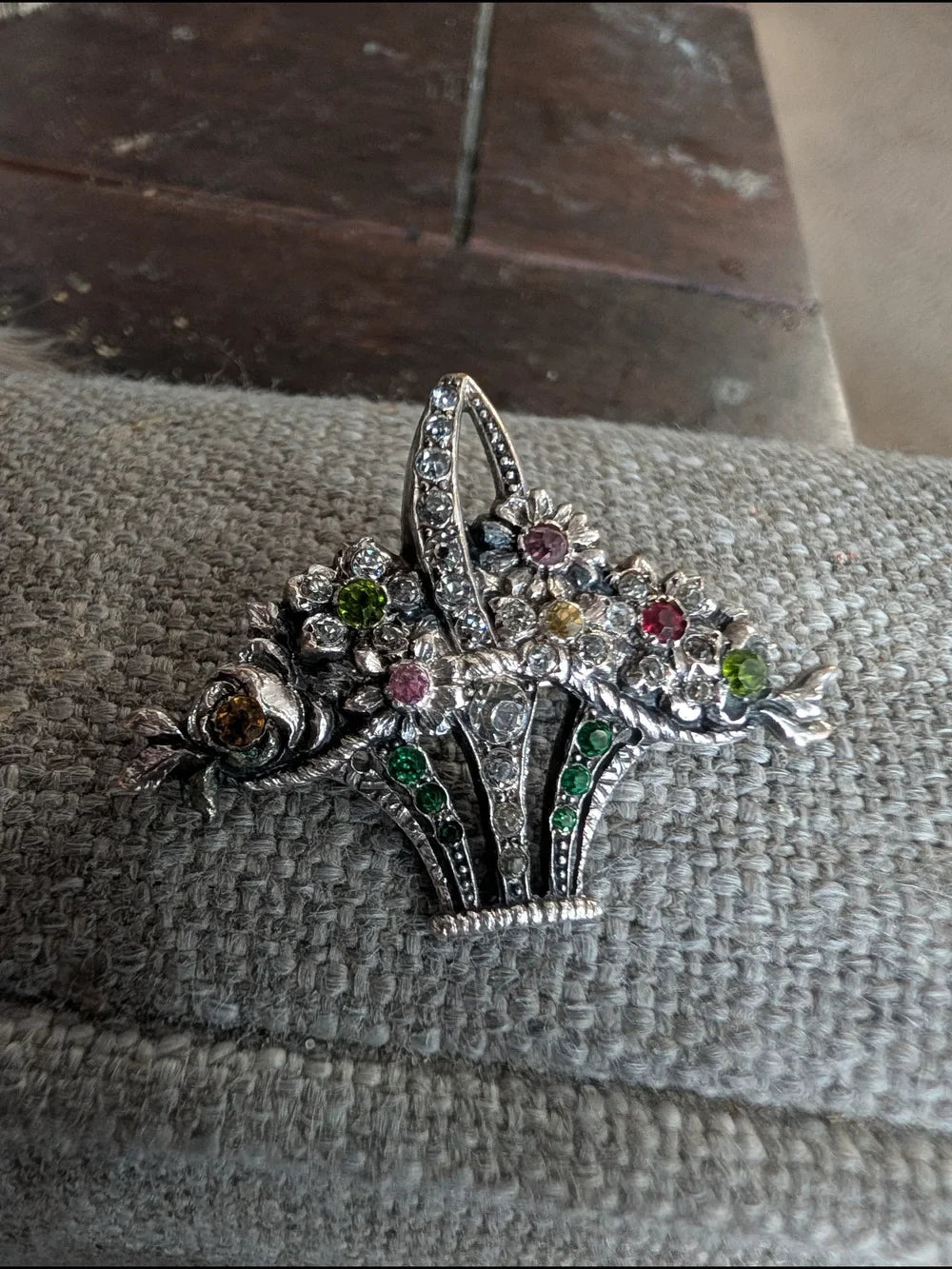 Vintage Edwardian Silver Coloured Paste Giardinetti Brooch