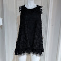 Chic Black Floral Lace Sleeveless Sheer Back Dress Women's Small