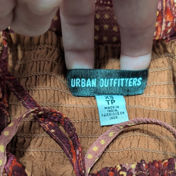 Urban Outfitters Rust Paisley Square-Neck Mini Dress Women's XS