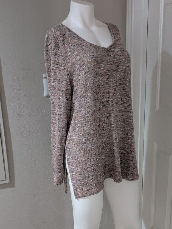 Apt. 9 Heathered Blush V-Neck Long Sleeve Top Women's XL