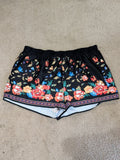 SHEIN Black Floral Border Athletic Shorts Women's 4XL