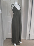 Olive Green Tie-Shoulder Maxi Dress Women's Medium