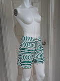 High-Waist Green & White Striped Women’s Shorts M/L