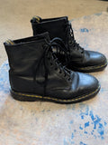 Dr. Martens Black Leather Lace-Up Boots with Yellow Stitching Men's 11