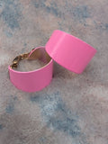 VTG Chunky Pink Hoop Clip-On Earrings - Bold Statement Costume Jewelry MCM Retro