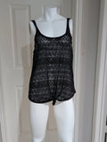 Black Stretch Crochet Lace Tank Top - Unbranded Swim Cover-Up - Women's XS