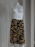 Who What Wear Black & Gold Floral Circle Skirt Cut-Out Pleaded Panels Women's 4