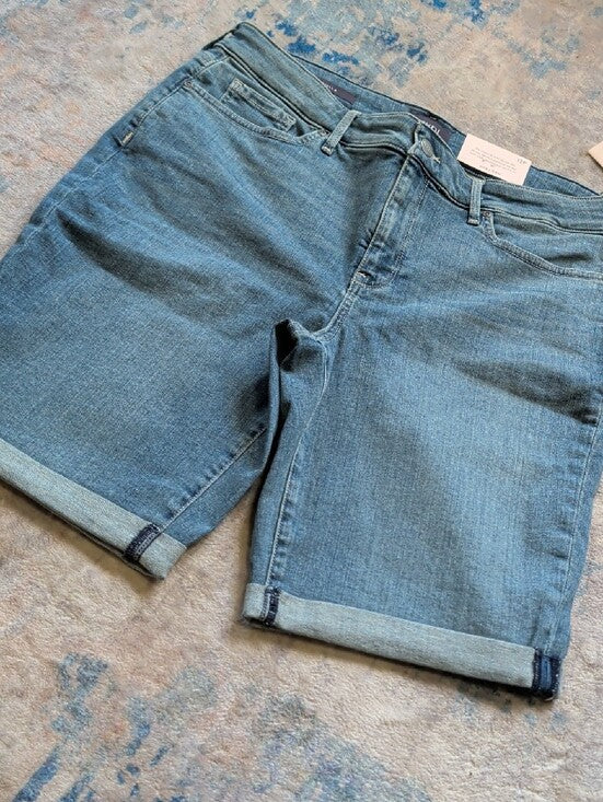 NYDJ Mid Wash Denim Bermuda Shorts with Rolled Cuffs NWT